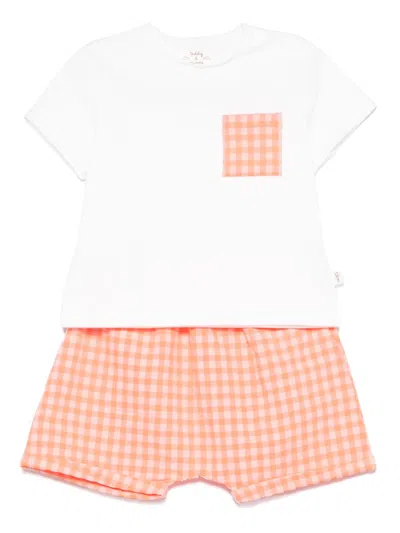 Teddy & Minou Babies' Gingham-check T-shirt And Shorts Set In White