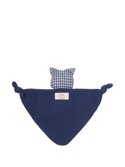 Teddy & Minou Kids' Gingham-check Knot-detail Scarf In Blue