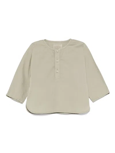 Teddy & Minou Babies' Henley-neck Shirt In Green