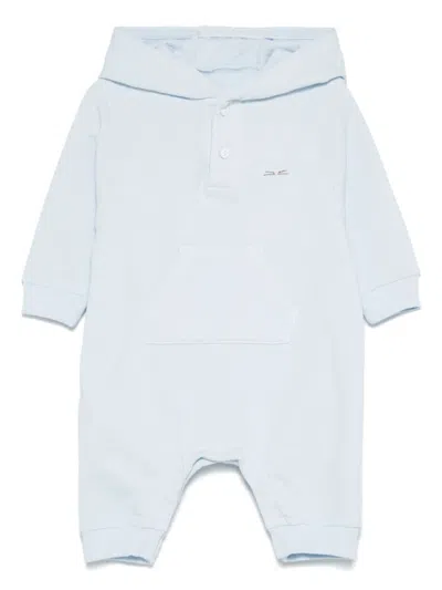 Teddy & Minou Babies' Hooded Romper In Blue