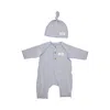Teddy & Minou Jersey Romper Suit With Matching Hat Kids In Blue