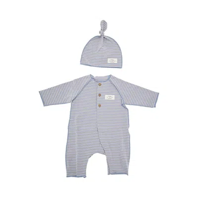 Teddy & Minou Jersey Romper Suit With Matching Hat Kids In Blue