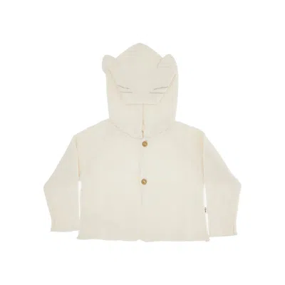 Teddy & Minou L-blend Hooded Cardigan Kids In White