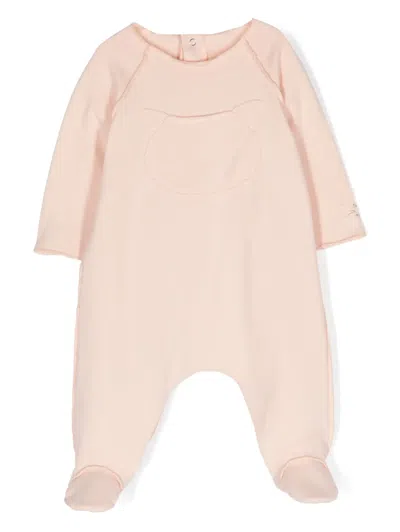 Teddy & Minou Babies' Logo-appliqué Cotton Blend Romper In Pink