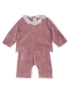 Teddy & Minou Logo-embroidered Trousers Set In Pink
