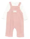 Teddy & Minou Logo-patch Dungaree (set Of Two) In Pink