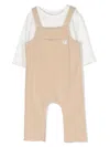 Teddy & Minou Long-sleeve Dungaree Set In Neutrals