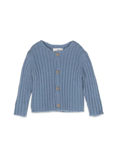 Teddy & Minou Mini Blueberry Tricot Sweater For Babies In Azure