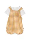 Teddy & Minou Mini Checkered Romper Set With T-shirt In Multicolour