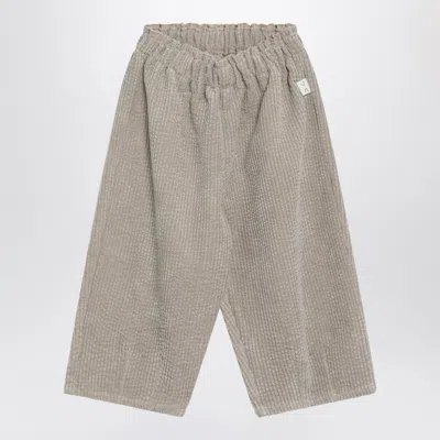 Teddy & Minou Mini Corduroy Pull-on Trousers With Logo Appliqué In Gray