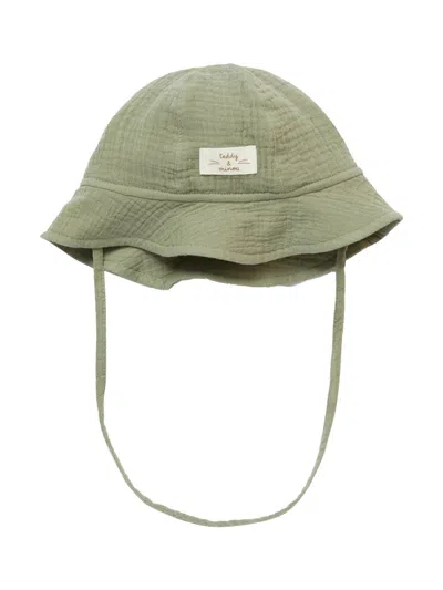 Teddy & Minou Mini Cotton Hat For Girls - Spring/summer 2025 In Military Green