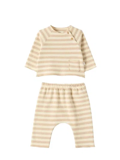 Teddy & Minou Mini Cozy Pants Set With Sweatshirt In Beige