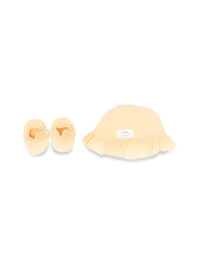 Teddy & Minou Mini Hat And Bootie Set In Yellow