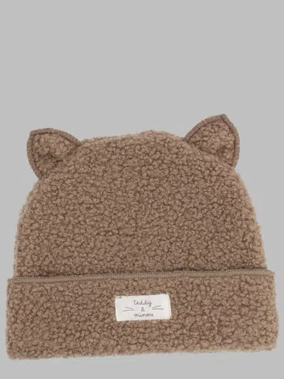 Teddy & Minou Mini Teddy Berretto Hat With Ear Details In Brown