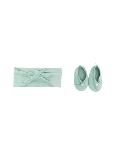 Teddy & Minou Mini Tie And Bootie Set For Baby Girls In Azure