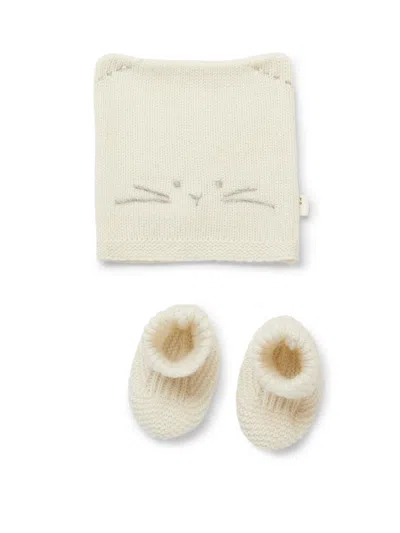 Teddy & Minou Mini Tricot Hat And Shoes Set In Purple