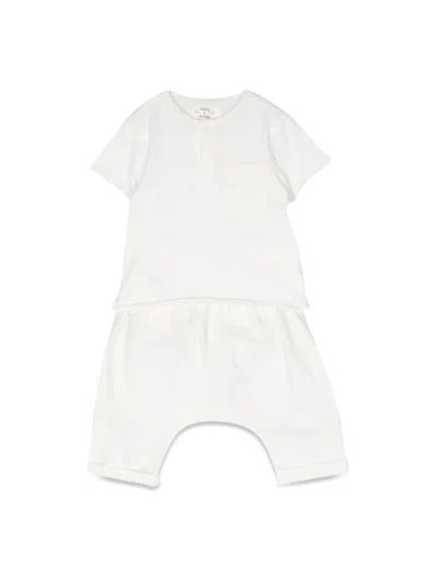 Teddy & Minou Mini T-shirt And Pants Suit For Boys In White