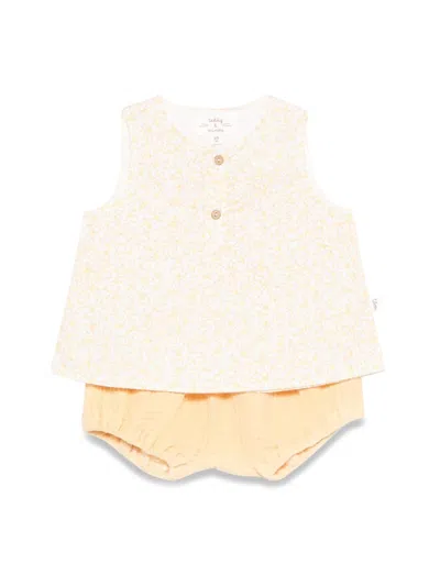 Teddy & Minou Mini Two-piece Cotton Suit For Baby Girls In Yellow