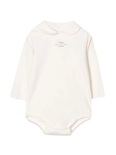 Teddy & Minou Mini Unisex Bodysuit With Small Logo In White