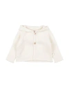 Teddy & Minou Babies' Button-up Hooded Cardigan In White