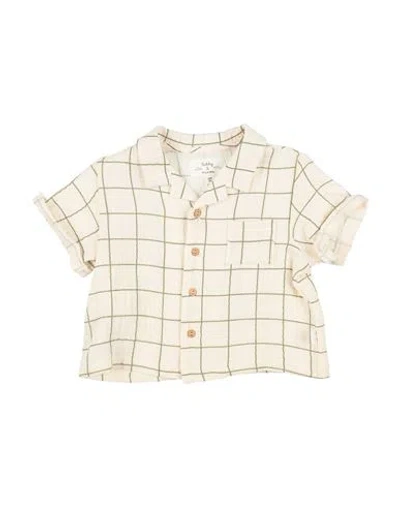 Teddy & Minou Babies'  Newborn Boy Shirt Cream Size 3 Cotton In Brown