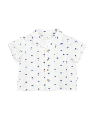 Teddy & Minou Babies'  Newborn Boy Shirt White Size 3 Cotton In Blue