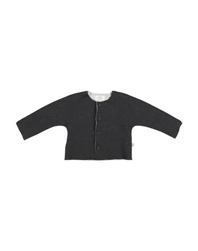 Teddy & Minou Babies'  Newborn Girl Sweatshirt Charcoal Size 1 Cotton In Black