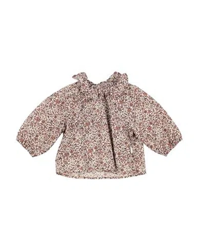 Teddy & Minou Babies'  Newborn Girl Top Brown Size 3 Cotton