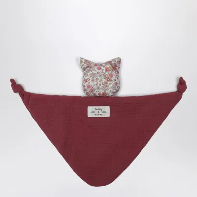 Teddy & Minou Pink Muslin Doudou With Kitten