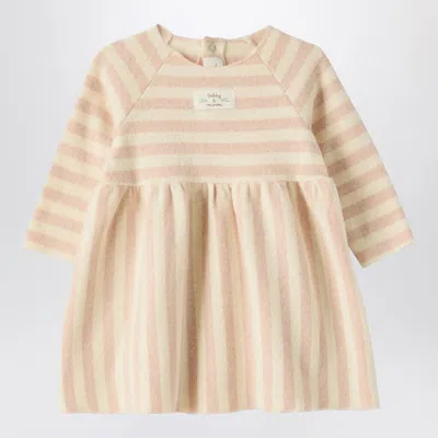 Teddy & Minou Babies' Pink Striped Cotton-blend Dress In Neutral
