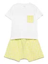 Teddy & Minou Plaid Shorts Set In White