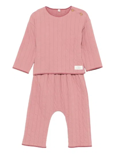 Teddy & Minou Babies' Quilted Trousers Set (set Of Two) In Pink