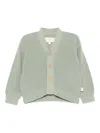 Teddy & Minou Ribbed Buttoned Cardigan In Green