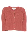 Teddy & Minou Ribbed Buttoned-up Cardigan In Pink
