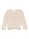 Teddy & Minou Ribbed Cardigan In 中性色