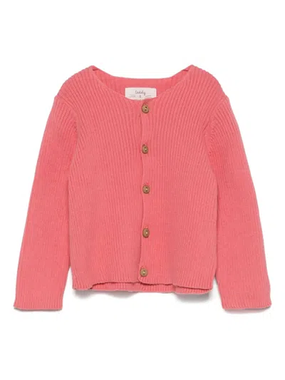 Teddy & Minou Babies' Ribbed Cardigan In Pink