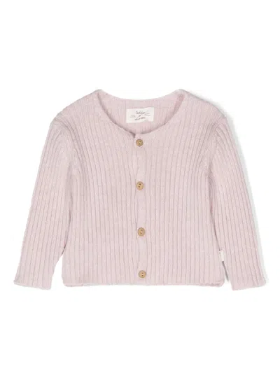 Teddy & Minou Babies' Ribbed Cardigan In Pink