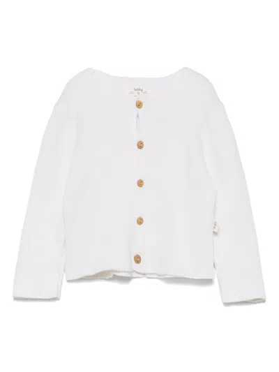 Teddy & Minou Babies' Ribbed Cardigan In White