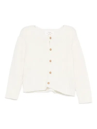 Teddy & Minou Babies' Ribbed-knit Cardigan In White