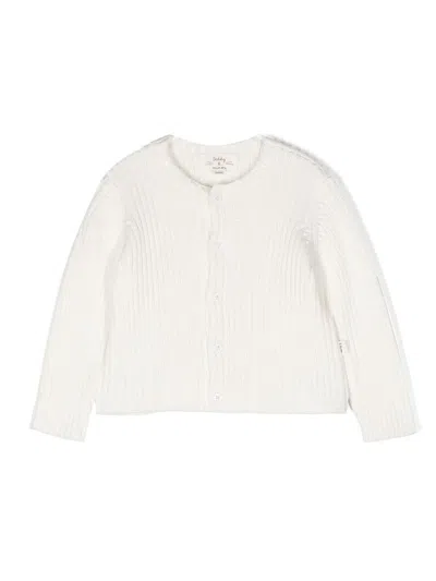 Teddy & Minou Babies' Ribbed-knit Cotton Cardigan In Weiss