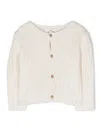 Teddy & Minou Ribbed-knit Long-sleeved Cardigan In Weiss