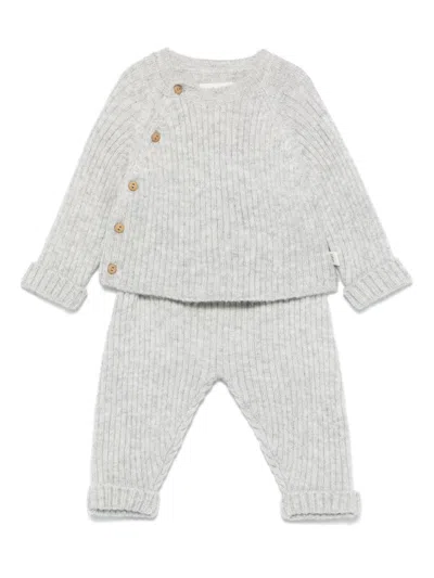 Teddy & Minou Babies' Ribbed Trousers Set In Grey