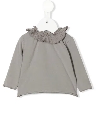 Teddy & Minou Babies' Ruched Long-sleeved Top In Grau