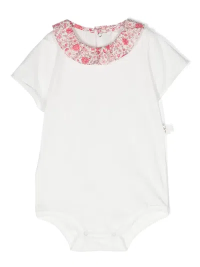 Teddy & Minou Babies' Ruffle-collar Cotton Romper In White