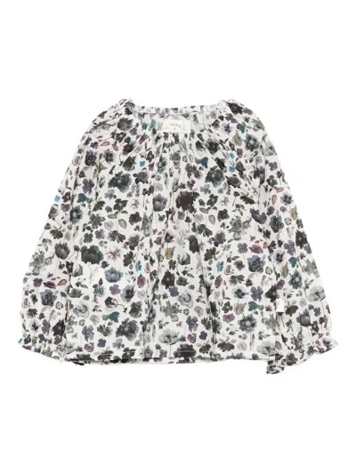 Teddy & Minou Babies' Ruffled Floral-print Shirt In Multi