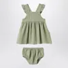 Teddy & Minou Sage Green Dress With Ruffles In Green