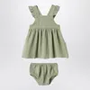Teddy & Minou Sage Green Dress With Ruffles In Green