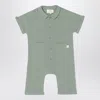 Teddy & Minou Sage Green Romper In Cotton Muslin In Green
