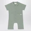 Teddy & Minou Sage Green Romper In Cotton Muslin In Green
