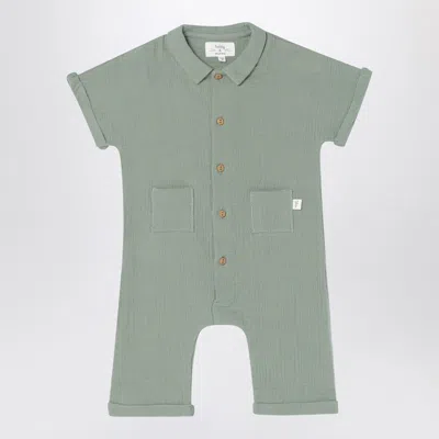 Teddy & Minou Babies' Sage Green Romper In Cotton Muslin
